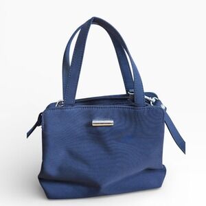 Vintage Elegant Black Nylon Shoulder Handbag with Gold Accent